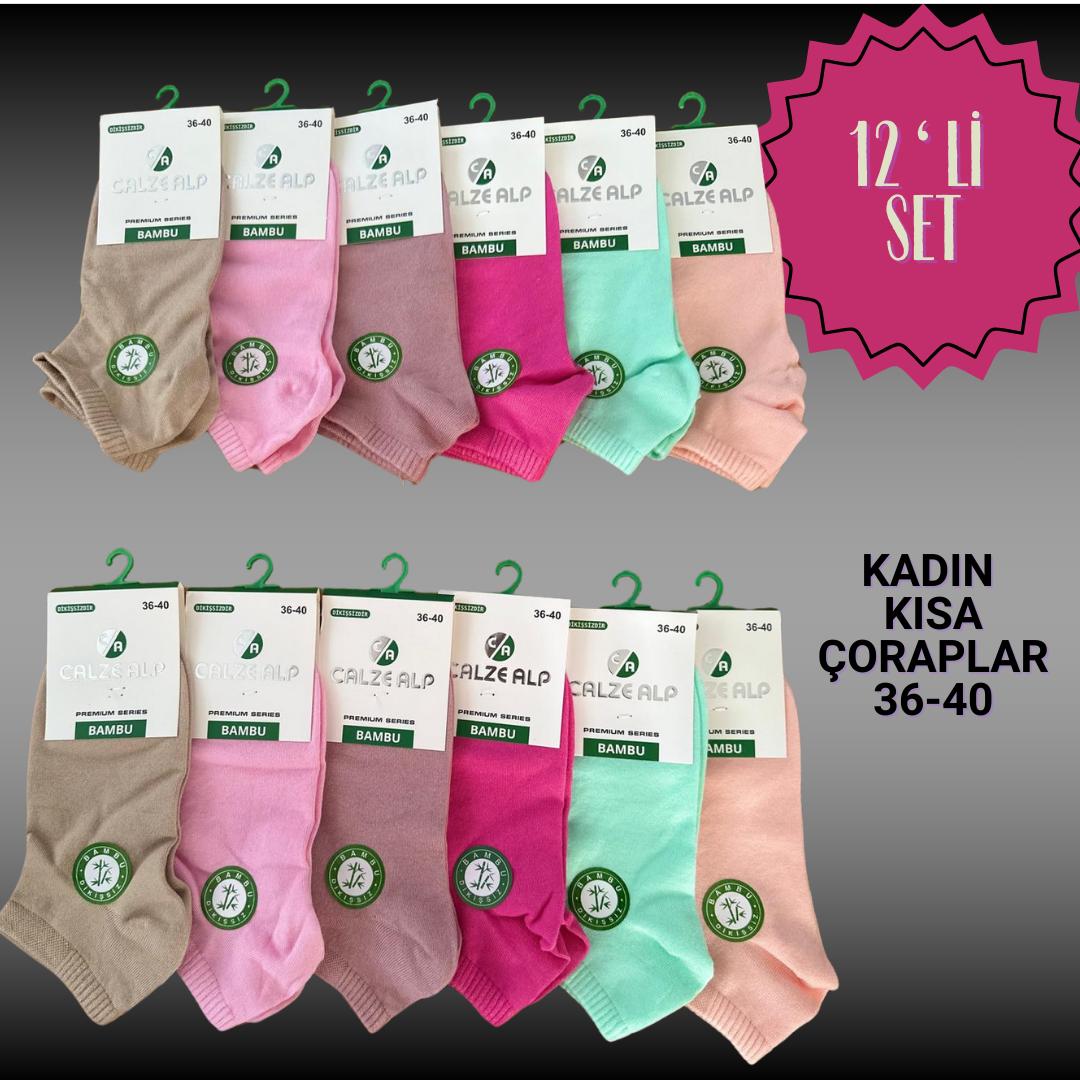 BAMBU RENKLİ KADIN ÇORABI 12 Lİ 36-40