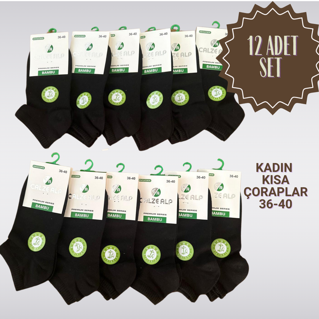 BAMBU SİYAH KADIN ÇORABI 12 Lİ 36-40
