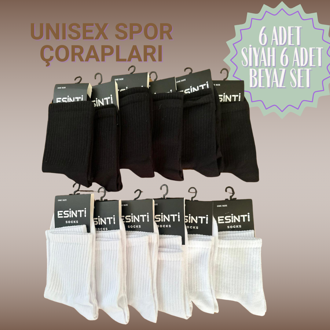 BEYAZVE SİYAH SPOR CORABI UNISEX